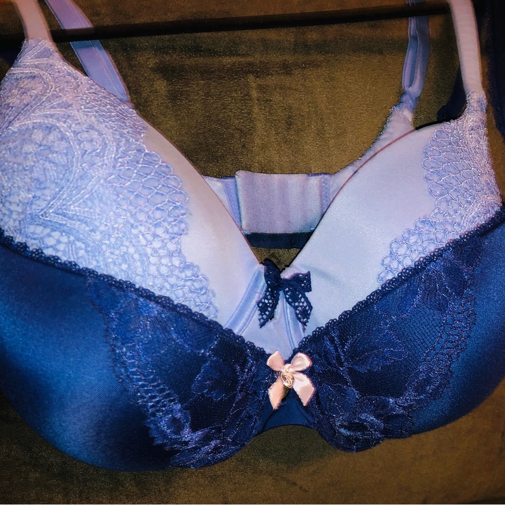 Body by Victoria Beautiful Baby and Navy Blue Lace Perfect Coverage Bras 34DD